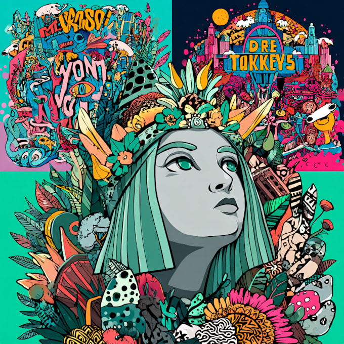 create colorful doodle art illustration