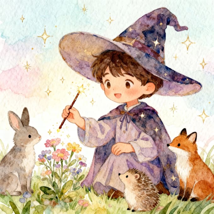 create magical watercolor storybook illustration