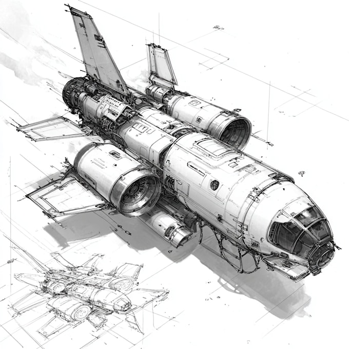 draw high quality spaceship concept