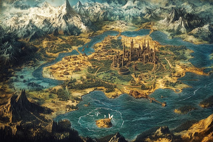 draw fantasy map design map illustration fantasy map
