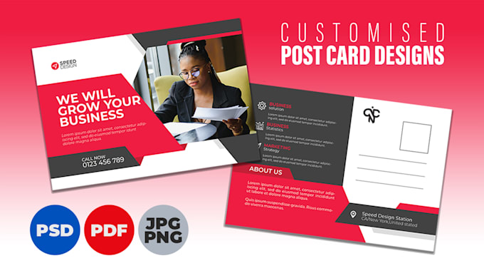 design a sleek postcard using clean and a minimalist layout