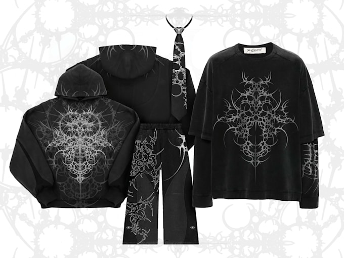 hand drawn custom cyber sigilism and tribal designs for tattoo and clothing