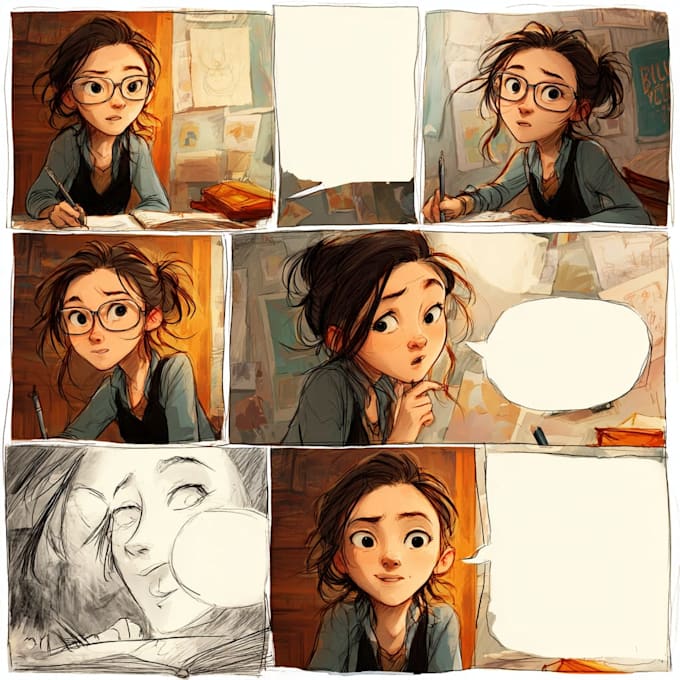 draw comic strip for comic book illustration or webcomic