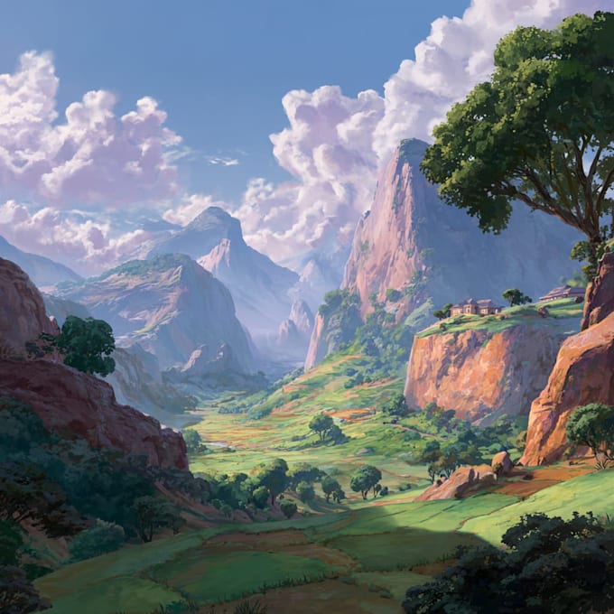 draw the landscape illustration or concept art