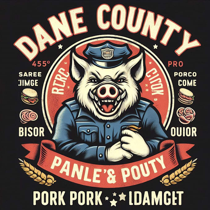 design high quality dane county pork logo with t shirt design