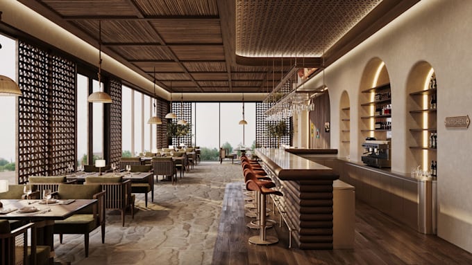 3ds max bar render,restaurant interior,commercial space,cgi 3ddesign,revit 8k hd