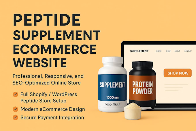 design a peptide ecommerce website, supplement store, health and fitness website