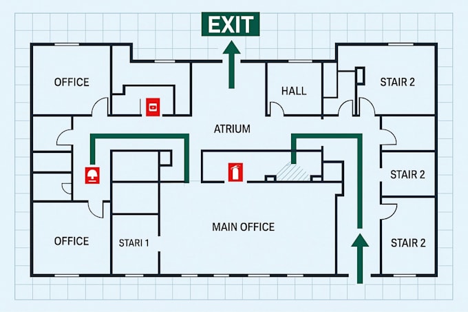 design a professional emergency evacuation fire safety plan for your facility