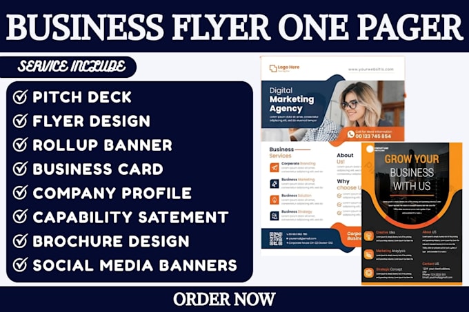 do one page, business flyer, capability statement, company profile, brochure,