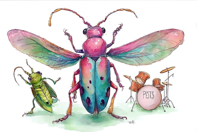 draw detailed watercolor insect illustrations