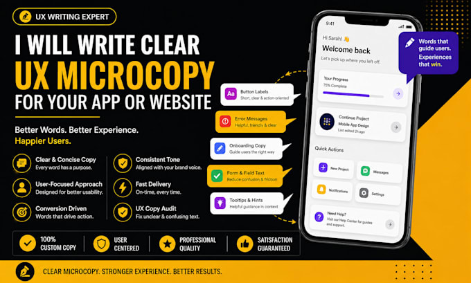 write UX microcopy for your app website onboarding and buttons