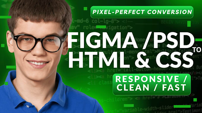 convert figma PSD to responsive HTML and CSS