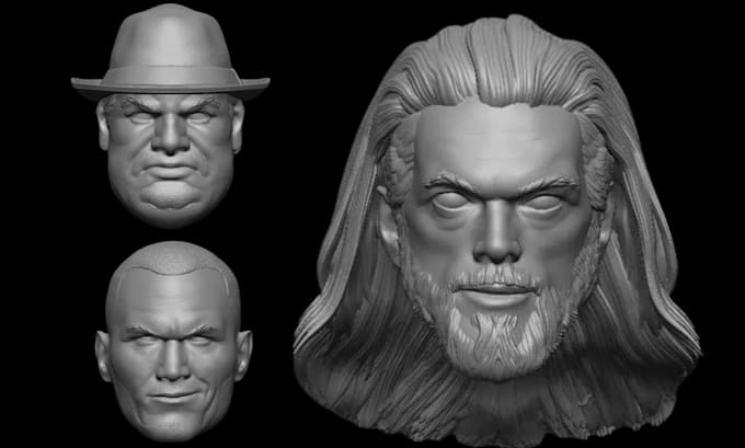sculpt realistic 3d head model 3d printable character 2d to 3d head model