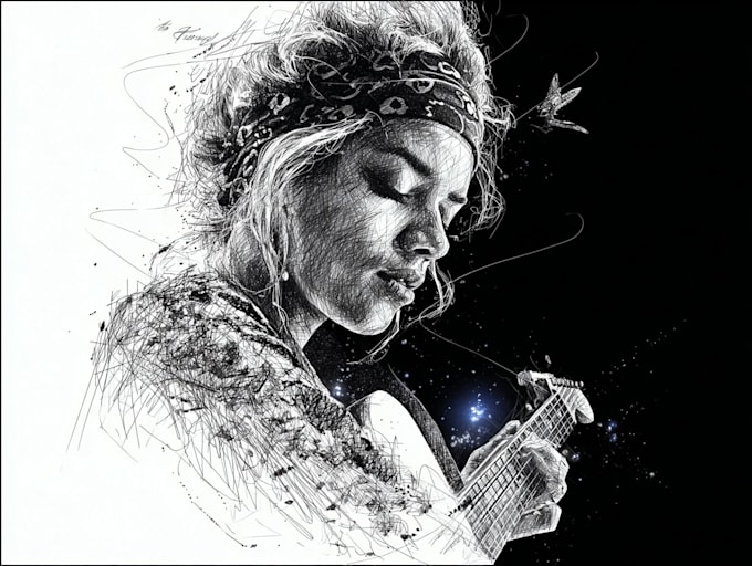 draw scribble sketch art portrait for you