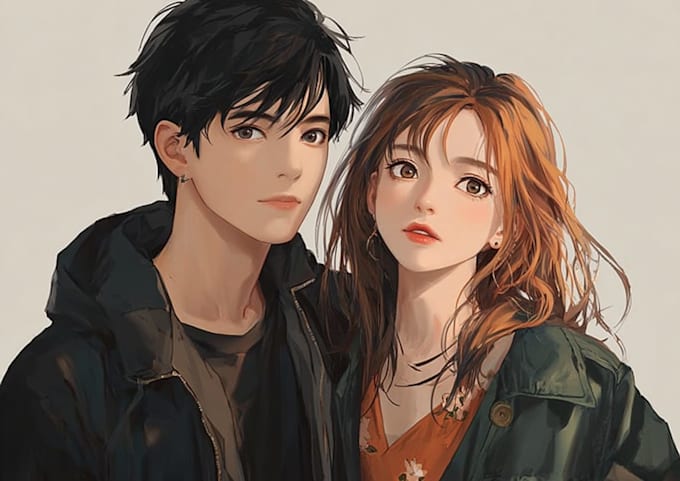 design a romantic couple in anime style