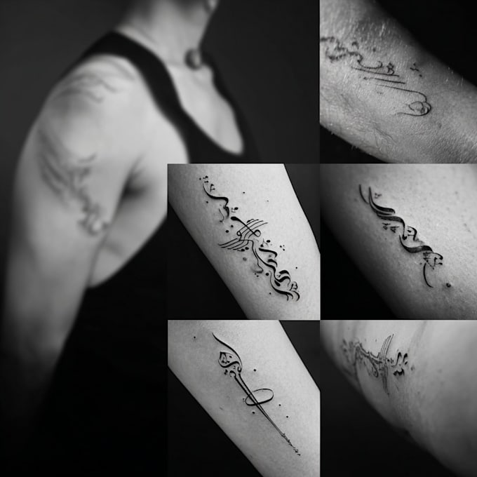 design unique handdrawn persian arabic calligraphy tattoo