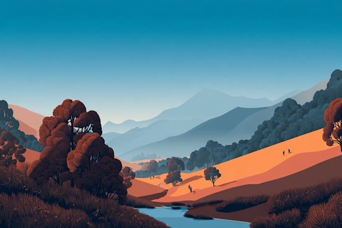 draw professional vector landscape illustration