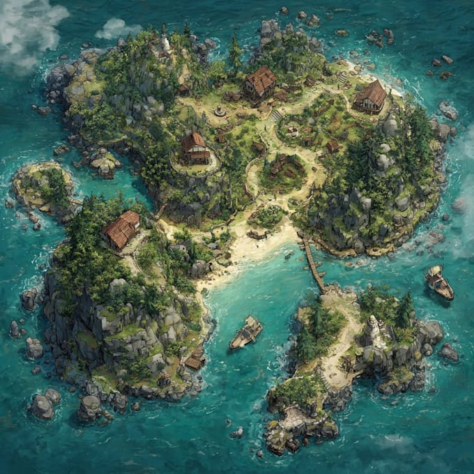 vector map illustration fantasy map design city map