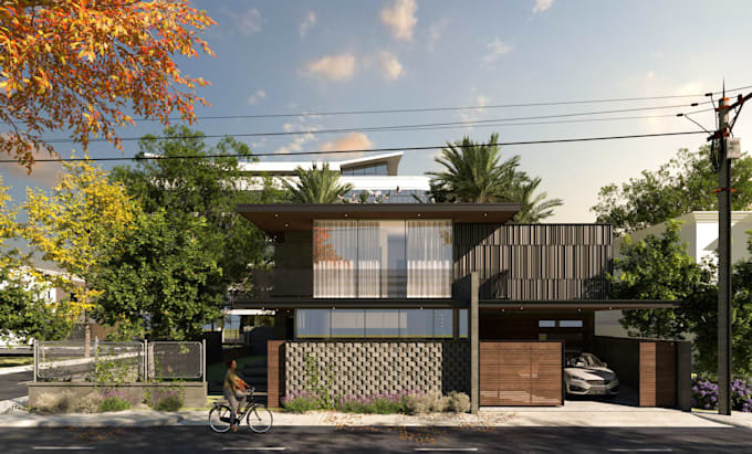 do exterior home design and architectural rendering with sketchup 3d model