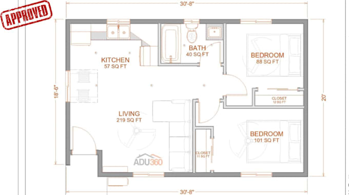design tiny house, adu and container home floor plans with permit drawings