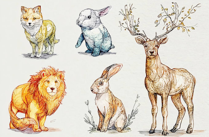 draw animals in cartoon style