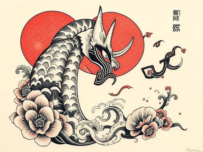 Create your japanese custom tattoo design and illustration by ...