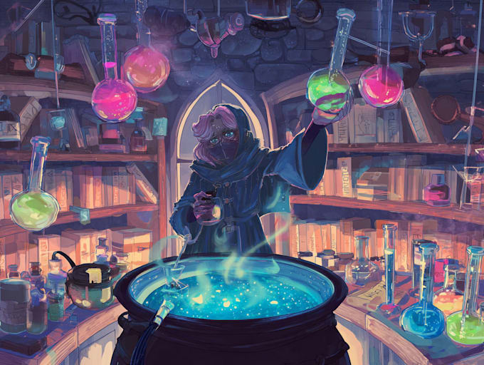 design fantasy spellcaster and magic characters