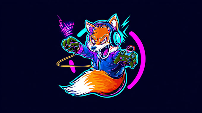 create a custom gaming logo in vibrant neon style