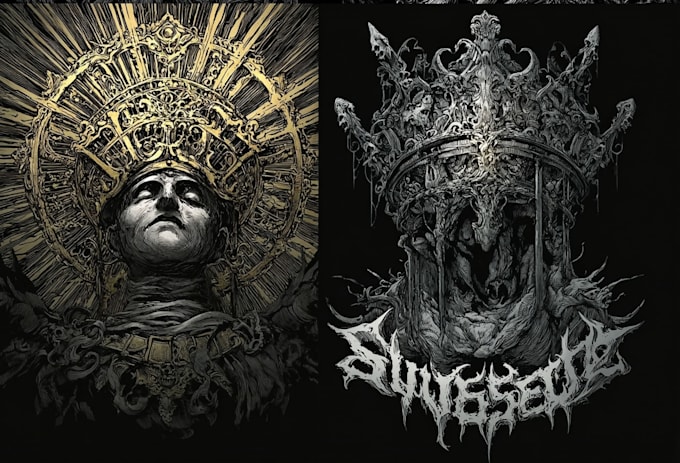 create darkart,black white artwork, occult, metal artwork