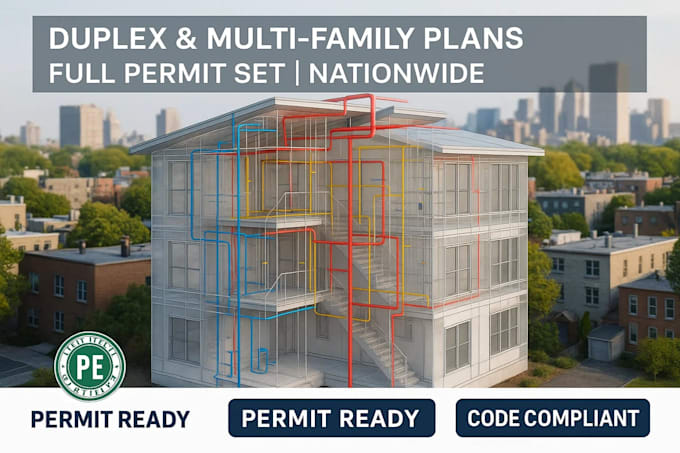 design duplex multifamily building plans with full mep and structural layout