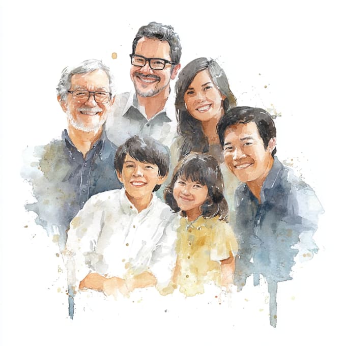 create a watercolor family portrait