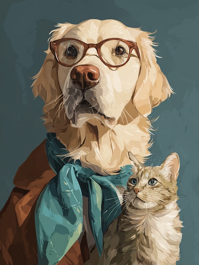 create disney pet portrait illustration