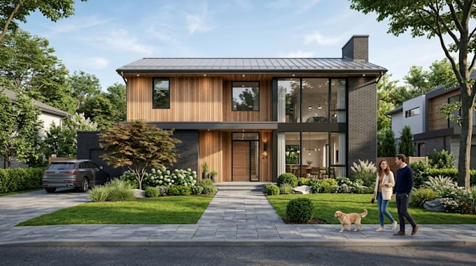 create 3d commercial house render, interior and exterior design with vr