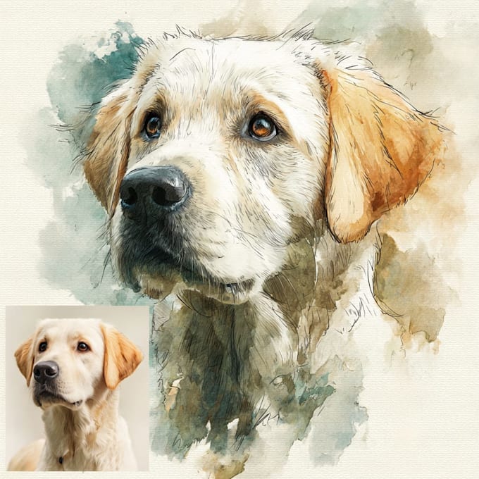Draw realistic watercolor portrait of your pet cat dog by Agrobfygd ...