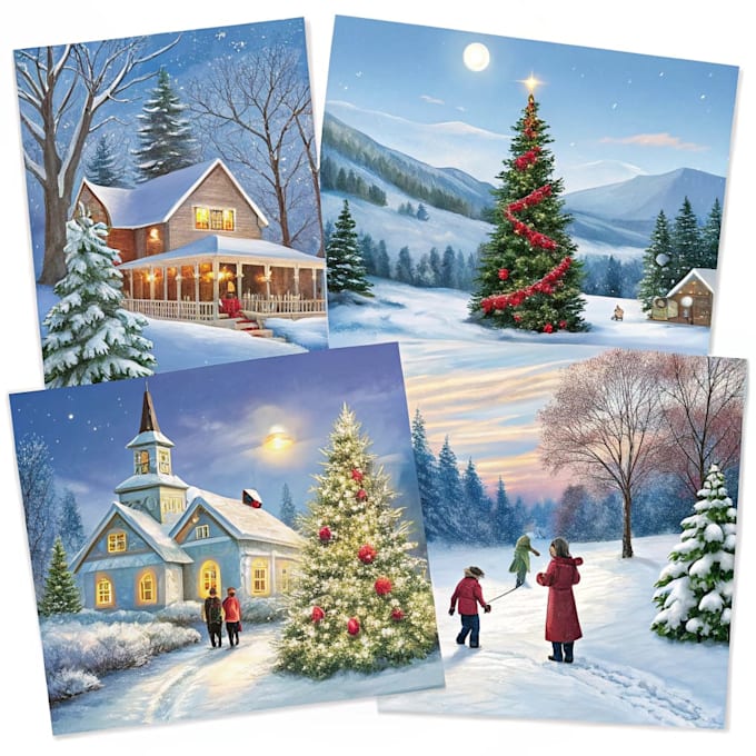 draw christmas illustrations and cards for you