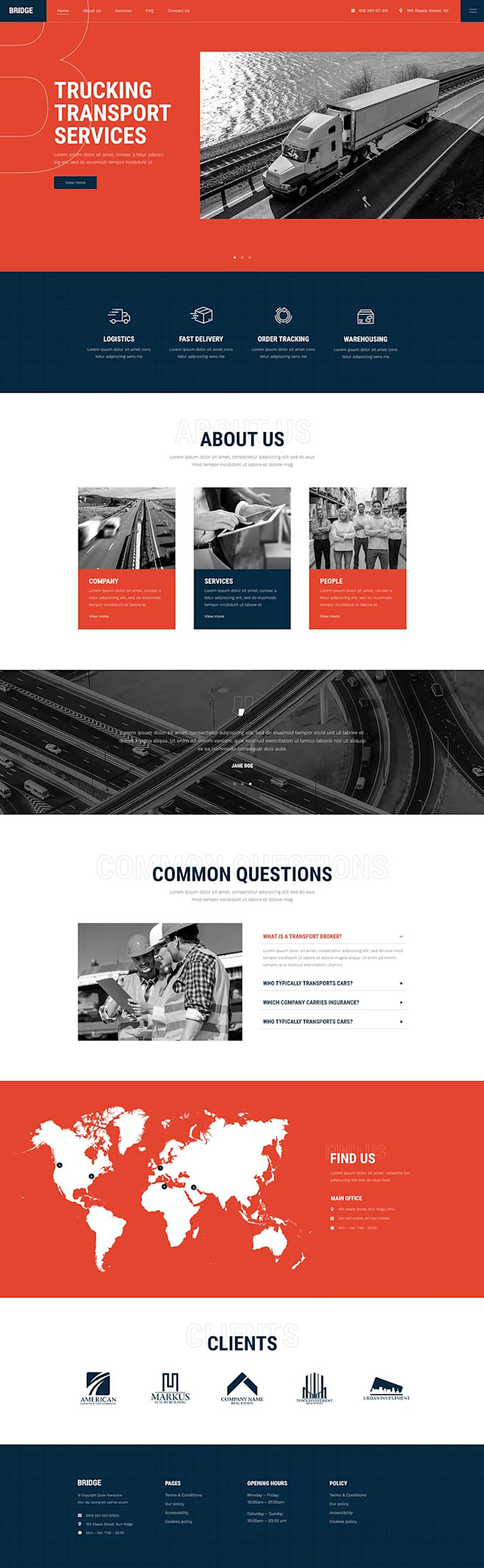 develop transport services website design