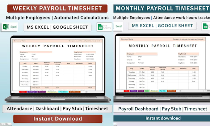 hr employee timesheet, payroll calculator, attendance tracker in google sheet