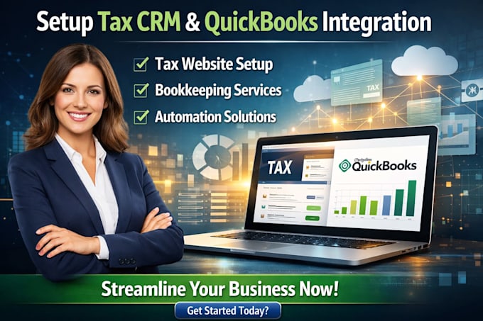 setup tax crm quickbooks integration tax website bookkeeping website automation