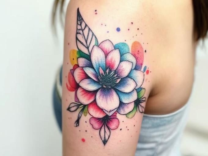 draw watercolor tattoo design