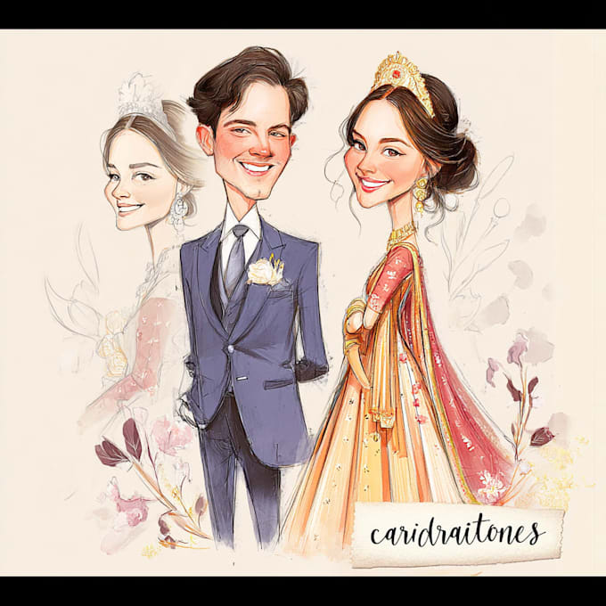 draw a wedding portrait illustration caricature