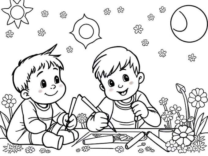 draw coloring pages for kids and children