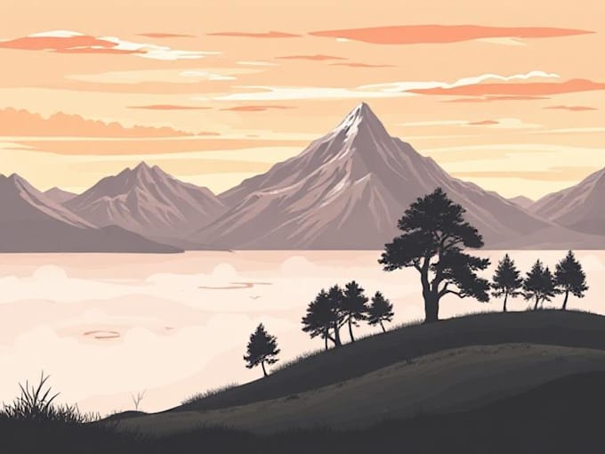 draw professional vector landscape illustration