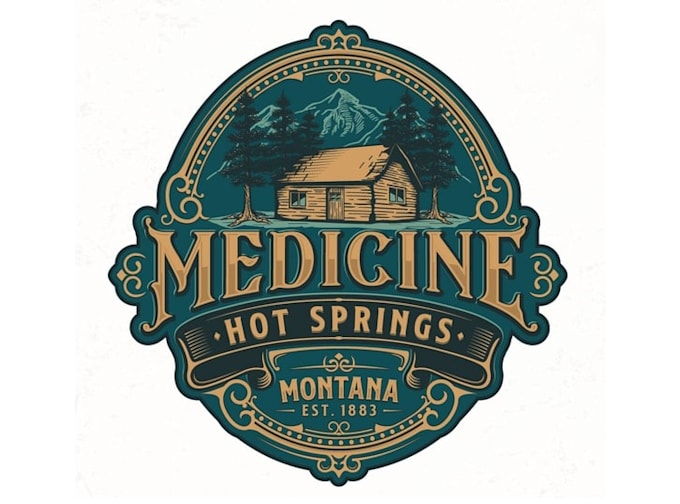 design eye catching cabin in mountains logo