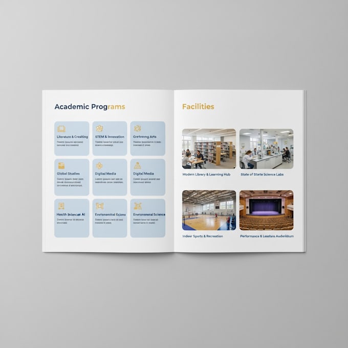 design school prospectus print, PDF and editable source