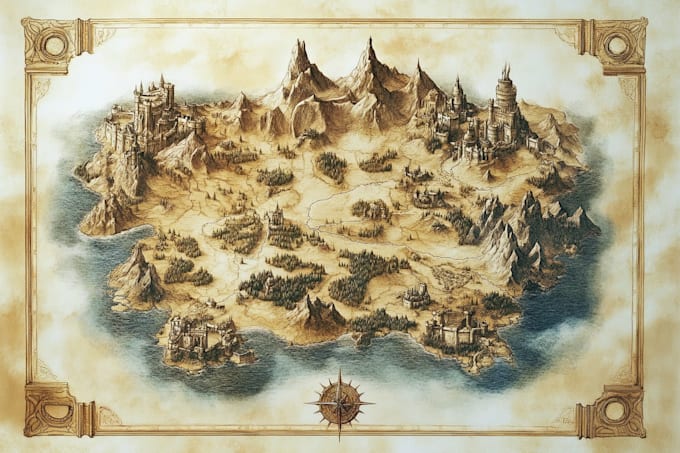 make a  fantasy map illustration