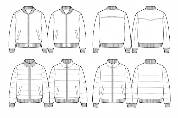 Design tech pack for bomber jackets and puffer jacket by Emmy2ee | Fiverr