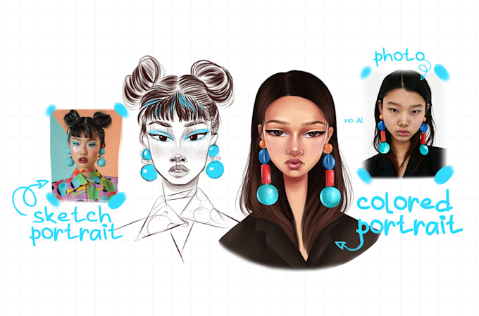 draw couple cartoon portrait in unique style