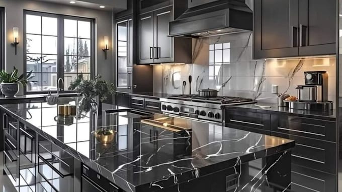 design modern cabinet, TV media wall, shelf, kitchen design, 3d rendering