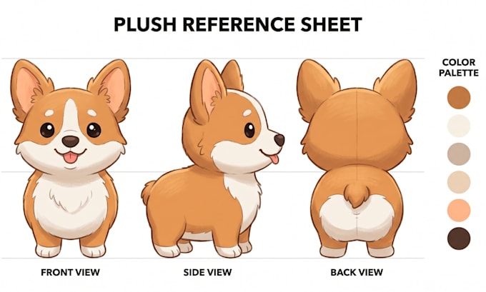 create custom plush reference sheet for your character or oc