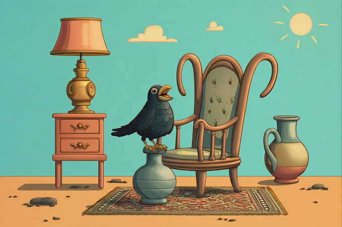 draw a unique illustration in a vintage style